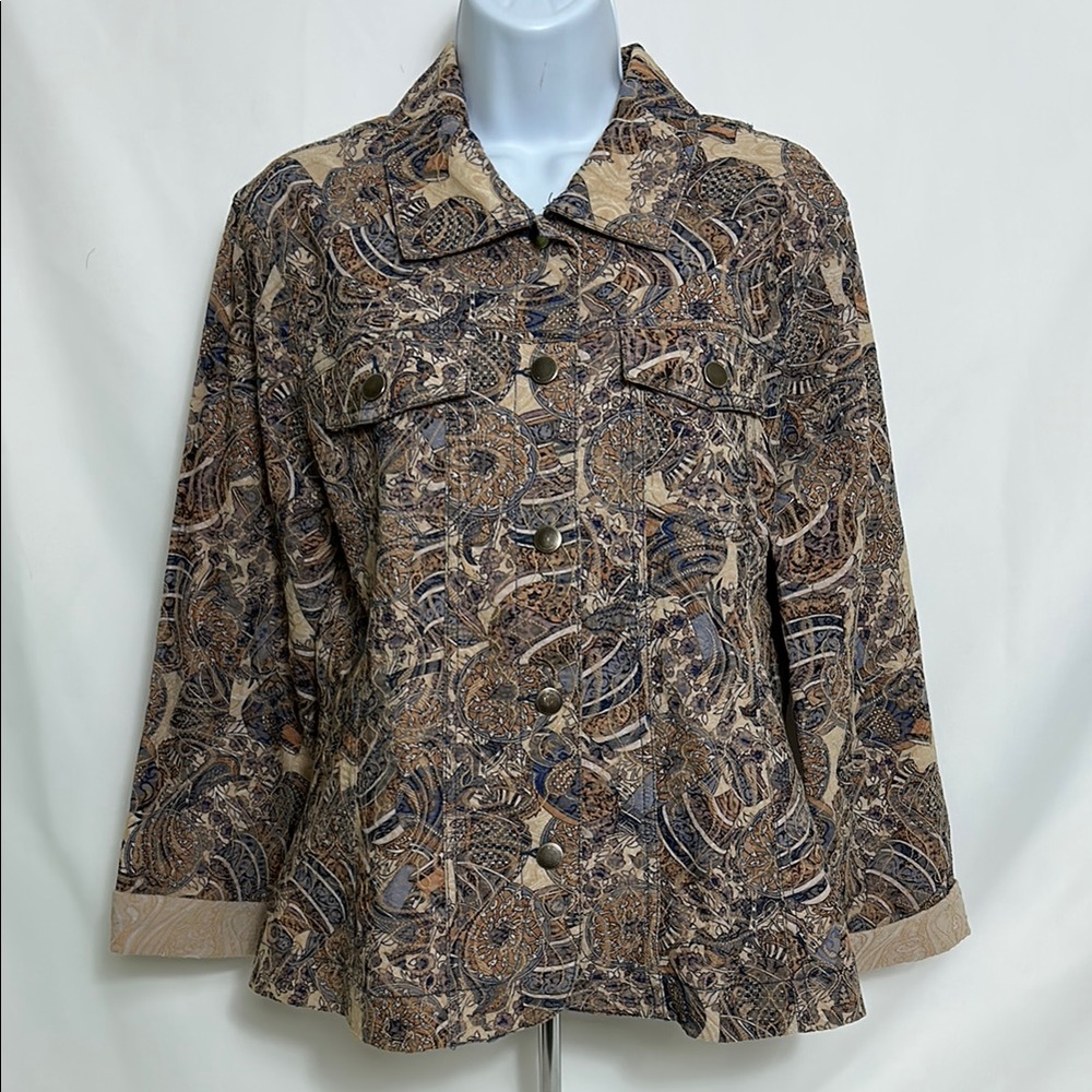Vintage Analogy Button Front Paisley Women's Size Large Shirt Jacket